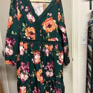 NWT Floral Green Dress